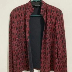 Vintage ONYX Nite Red Geometric Glitter Jacket Women’s‎ Sz XL